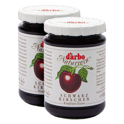 Food-United DARBO Konfitüre Extra Naturrein Schwarz-Kirschen Kirschkonfitüre 2x 450g