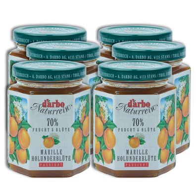 Food-United DARBO Fruchtaufstrich Naturrein Marille-Holunderblüte 6x 200g Glas