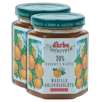 Food-United DARBO Fruchtaufstrich Naturrein Marille-Holunderblüte 2x 200g Glas