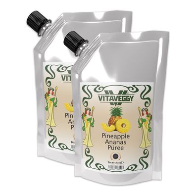 Vitaveggy ANANAS-PÜREE 2x1kg - aus gereifter Ananas - für Cocktail Smoothie Saft uvm