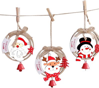 Weihnachtsbaumschmuck, 3er-Pack, handgefertigte Weihnachtsdekoration aus Holz, Part