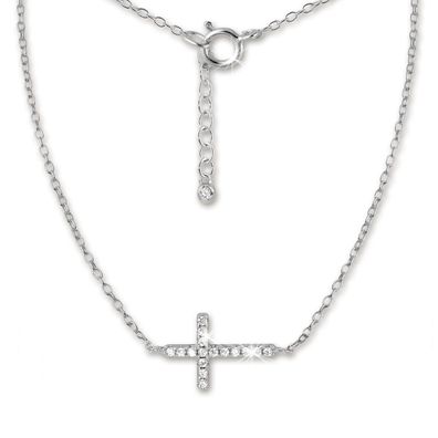 SilberDream Zirkonia Halskette 925 Silber 46cm Kreuz Schmuck silber GSK402W