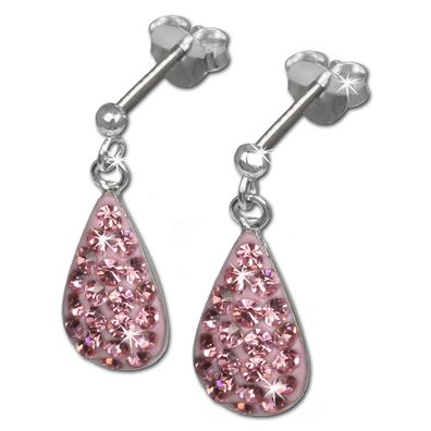 SilberDream Damen Ohrringe Tropfen Zirkonia rosa Ohrstecker 925 Silber GSO403P