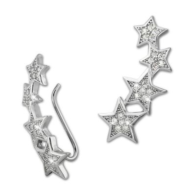 SilberDream Ohrringe Ear Cuff Sterne Zirkonia weiß Ohrklemmen 925 Silber GSO411W