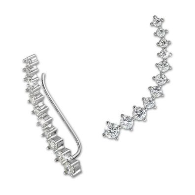 SilberDream Ohrringe Ear Cuff 11 Zirkonias weiß Ohrklemmen 925 Silber GSO415W