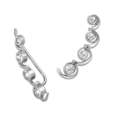 SilberDream Ohrringe Ear Cuff Welle Zirkonia weiß Ohrklemmen 925 Silber GSO417W