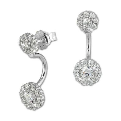 SilberDream Ohrringe Ear Cuff Blume Zirkonia weiß Ohrstecker 925 Silber GSO420W