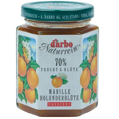 Food-United DARBO Fruchtaufstrich Naturrein Marille-Holunderblüte 200g Glas