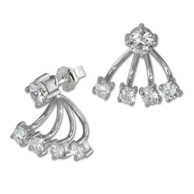 SilberDream Ohrringe Ear Cuff rund Zirkonia weiß Ohrstecker 925 Silber GSO421W