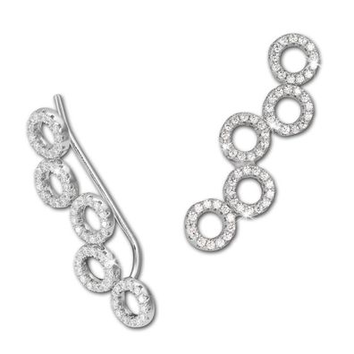 SilberDream Ohrringe Ear Cuff Circle Zirkonia weiß Ohrklemmen 925 Silber GSO424W