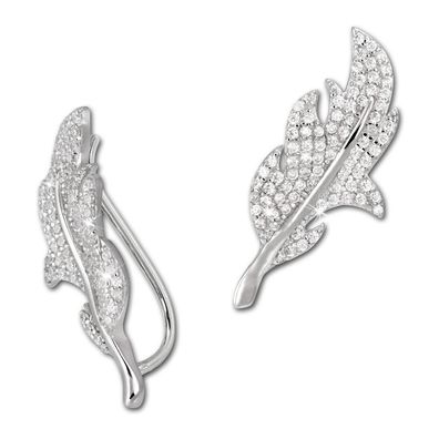 SilberDream Ohrringe Ear Cuff Blatt Zirkonia weiß Ohrklemmen 925 Silber GSO428W