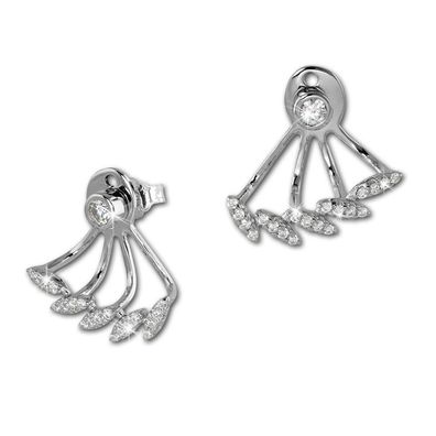 SilberDream Damen Ohrringe Ear Cuff Zirkonia weiß Ohrstecker 925 Silber GSO438W