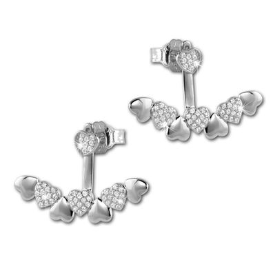 SilberDream Ohrringe Ear Cuff Herzen Zirkonia weiß Ohrstecker 925 Silber GSO445W