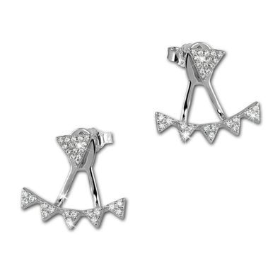 SilberDream Ohrringe Ear Cuff Dreiecke Zirkonia weiß Ohrstecker Silber GSO446W