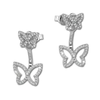 SilberDream Ear Cuff Schmetterling Zirkonia weiß Ohrstecker 925 Silber GSO448W