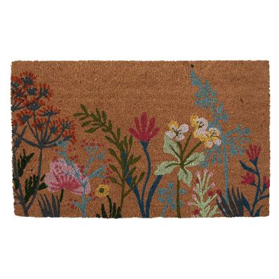 Clayre & Eef Türmatte 75x45 cm Braun PVC-Kokosfaser Blumen (Gr. 75x45x1 cm)