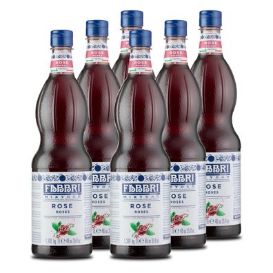 Food-United FABBRI Mixybar Rosenblüten Sirup 6x1L für Prosseco Schorle Tee Rosenwa