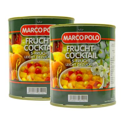 Food-United 5-Frucht-Cocktail leicht gezuckert 2 Dosen Füllmenge 820g ATG 500g