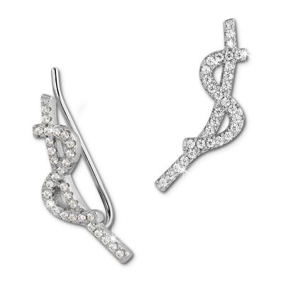 SilberDream Ohrringe Ear Cuff Wave Zirkonia weiß Ohrklemmen 925 Silber GSO451W