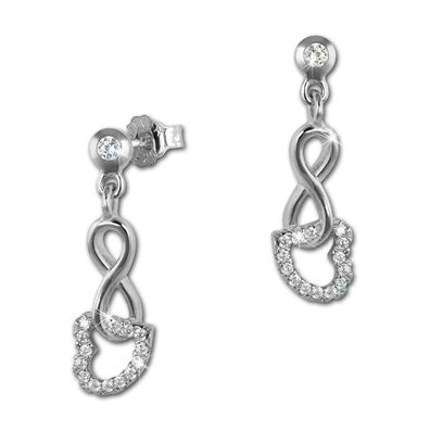 SilberDream Damen Ohrringe Liebe Zirkonia weiß Ohrstecker 925 Silber GSO453W