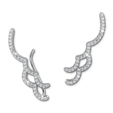 SilberDream Ohrringe Ear Cuff Welle Zirkonia weiß Ohrklemmen 925 Silber GSO462W