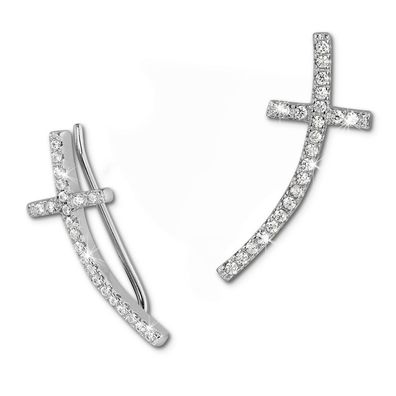 SilberDream Ohrringe Ear Cuff Kreuz Zirkonia weiß Ohrklemmen 925 Silber GSO467W