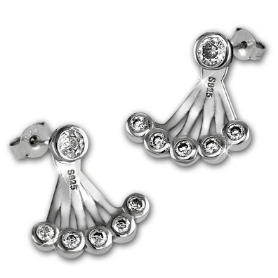 SilberDream Damen Ohrringe Ear Cuff Rund Zirkonia Ohrstecker 925 Silber GSO500W