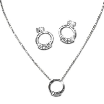 SilberDream Kette Anhänger Ohrringe Zirkonia Damen Silber weiß Set GSS403W