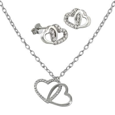 SilberDream Kette Anhänger Ohrringe Zirkonia Damen Silber weiß Set GSS407W