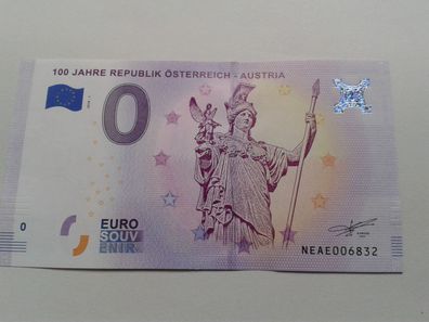 0 euro Schein 100 Jahre Republik Österreich Souvenirschein 2018-1