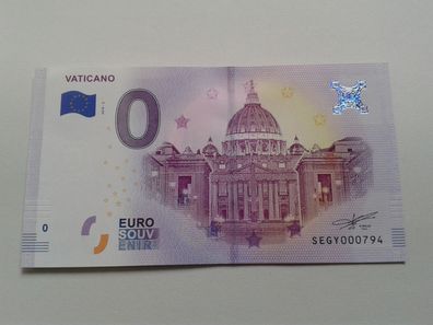 0 euro Schein Vatikan vaticano Souvenirschein 2018-2