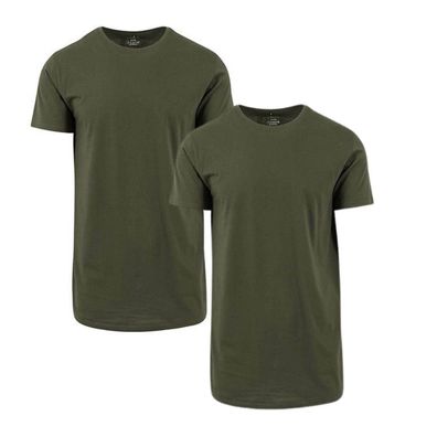 2er Pack T-Shirt Herren Damen extra Lang Basic Kurzarm Rundhals Shirt Tee