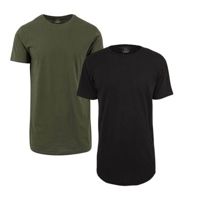 2er Pack T-Shirt Herren Damen Kurzarm Basic Rundhals extra Lang Shaped Long Neu