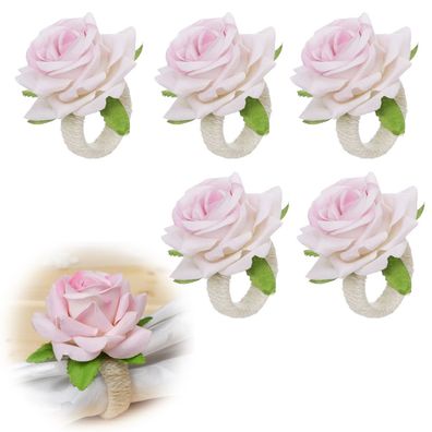 Kunsthandwerkliche Blumen-Serviettenringe, 6er-Set, Muttertags-Serviettenhalter-Ring