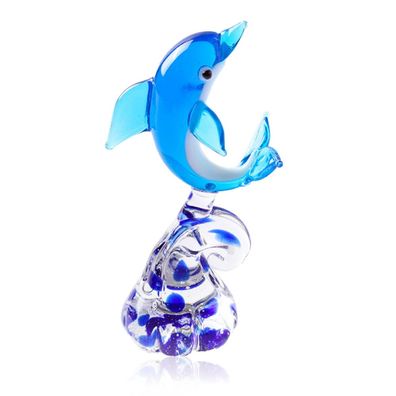 Glas Doppel Delfin Figuren Sammlerstécke, Meerestier Ornament