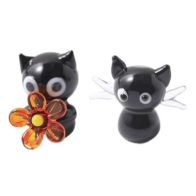 2 Stéck Katze Glasfiguren Dekoration Tier Sammlerfiguren Ornament Miniatur Geschenk