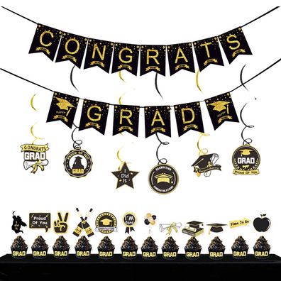 Happy Graduation Banner-Set, Abschlussparty-Dekorationen 2023, Abschluss-Hintergrund