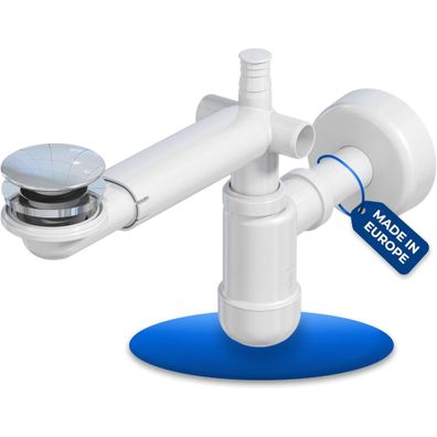 LAXARA Teleskop Siphon für ein platzsparendes Waschbecken platzsparend + Pop Up