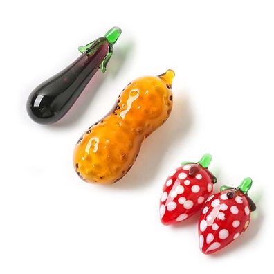 3 Stéck kénstliches Obst und Gemése aus Glas, Mini-Glasfigur fér Zuhause, Béro, Bar,