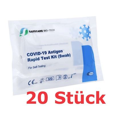 20x Corona Schnelltest Covid-19 Antigen Nasen Test Omikron BfArM Safecare 1/2026