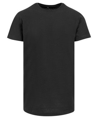 T-Shirt extra Lang Herren Damen Basic Long Shaped Kurzarm Schwarz Baumwolle NEU