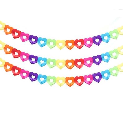 10 Stéck bunte Regenbogen-Banner, bunte Party-Papiergirlande, Herz-Schmetterlingsfor