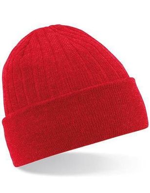 Strickmütze Herren Mütze Damen Futter Rot Strick Wintermütze Neu