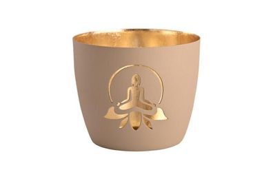 Gift Company Madras, Windlicht, M, Lotus Yoga Silhouette, sand/gold, 1145104029 1 St