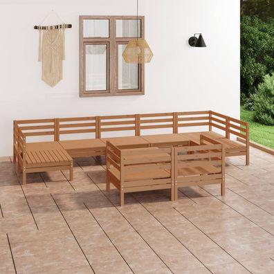 vidaXL 10-tlg. Garten-Lounge-Set Honigbraun Massivholz Kiefer