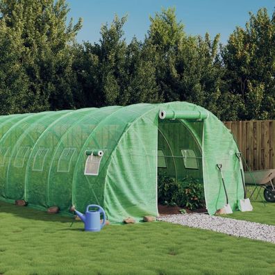 vidaXL Gewächshaus mit Stahlrahmen Grün 72 m² 24x3x2 m