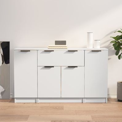 vidaXL Sideboards 3 Stk. Weiß Holzwerkstoff