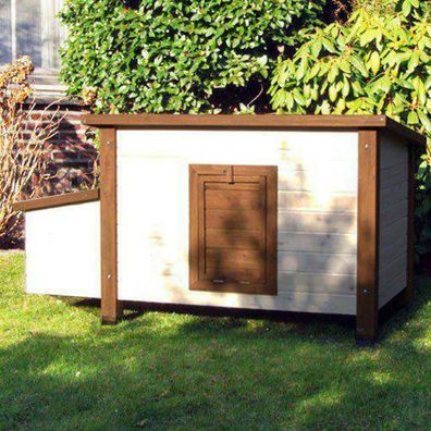 Pet Hühnerstall Outdoor 136x74,5x75 cm Holz Weiß und Braun