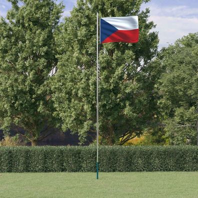 vidaXL Tschechische Flagge mit Mast 6,23 m Aluminium