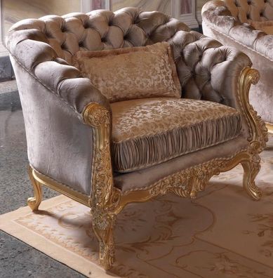 Polster Sitz Couchen Einsitzer Sessel Couch Chesterfield Design Textil 1 Sitz